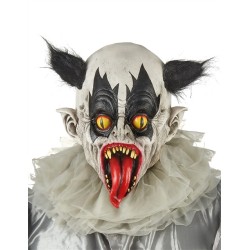 MASQUE LATEX CLOWN HORREUR CHEVEUX NOIRS YEUX JAUNES