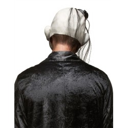 MASQUE LATEX CLOWN ROCKEUR NOIR ET BLANC PETIT CHAPEAU DE COTE