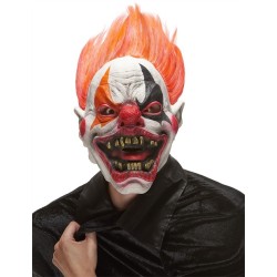 MASQUE LATEX CLOWN DE L'ENFER EN LATEX CHEVEUX ROUGES