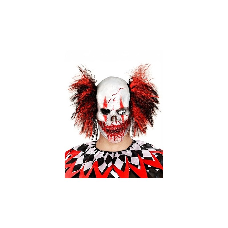 MASQUE LATEX CLOWN ROUGE SANGLANT CHEVEUX ROUGE ET NOIR MASQUE LATEX CLOWN ROUGE SANGLANT CHEVEUX ROUGE ET NOIR