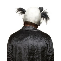 MASQUE LATEX CLOWN SANGLANT NOIR ET BLANC CHEVEUX NOIR