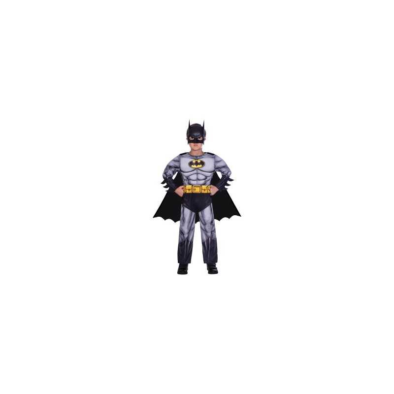 DEGUISEMENT LUXE AVEC MUSCLES BATMAN GRIS TAILLE 4-6 ANS
