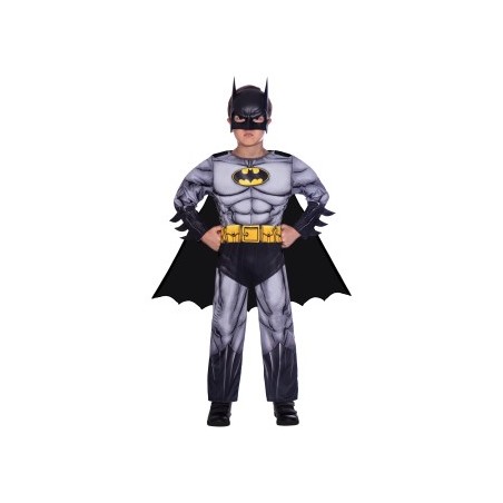 DEGUISEMENT LUXE AVEC MUSCLES BATMAN GRIS TAILLE 4-6 ANS