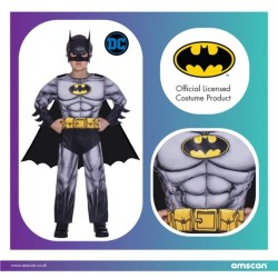 DEGUISEMENT LUXE AVEC MUSCLES BATMAN GRIS TAILLE 4-6 ANS