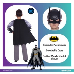 DEGUISEMENT LUXE AVEC MUSCLES BATMAN GRIS TAILLE 4-6 ANS