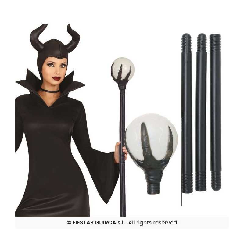 CANNE OU BATON DE SORCIER OU MALEFIQUE AVEC BOULE 100 CM