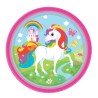 8 ASSIETTES RONDES PAPIER LICORNE 23 CM 