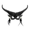 MASQUE  DIABLE NOIR AVEC CORNES NOIRES  + PENDENTIFS