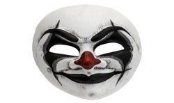 MASQUE COMMEDIA DELL'ARTE CLOWN NOIR ET BLANC NEZ ROUGE