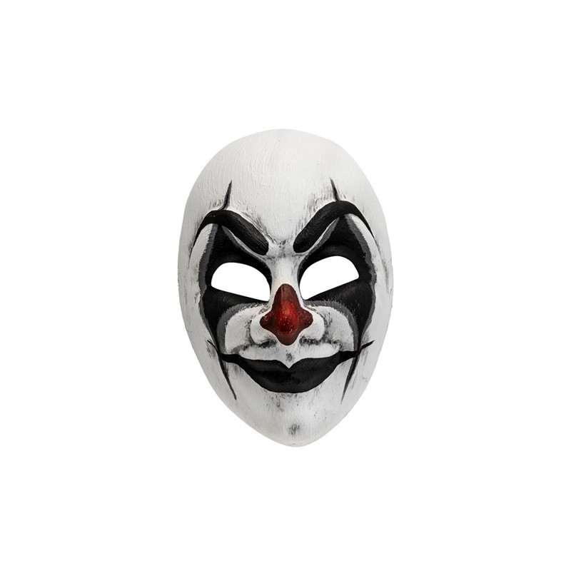 MASQUE  COMMEDIA DELL'ARTE CLOWN NOIR ET BLANC NEZ ROUGE