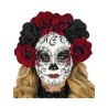 MASQUE DIA DE LOS MUERTOS FEMME AVEC ROSES NOIRES ET ROUGES