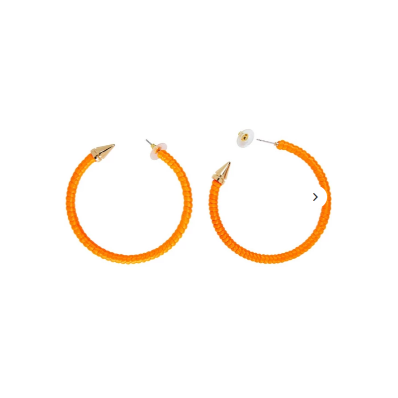 PAIRE DE BOUCLES D'OREILLES ANNEAUX CREOLES ORANGE FLUO