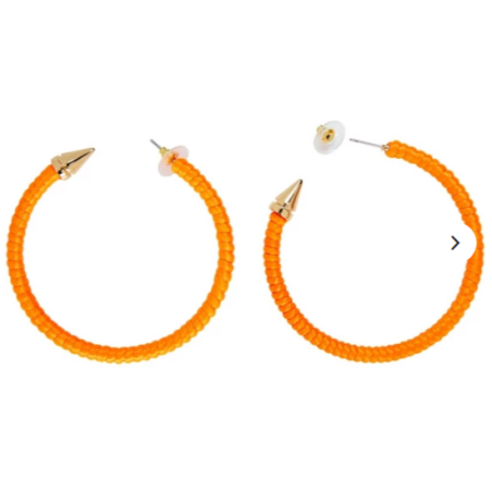 PAIRE DE BOUCLES D'OREILLES ANNEAUX CREOLES ORANGE FLUO