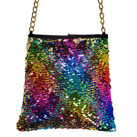 SAC A MAIN PAILLETTES ARC EN CIEL MULTICOLORE - OR  REVERSIBLE