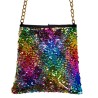 SAC A MAIN PAILLETTES ARC EN CIEL MULTICOLORE - OR  REVERSIBLE