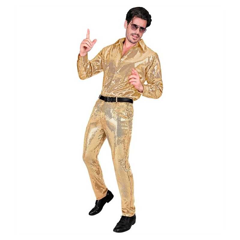 DEGUISEMENT PANTALON PAILLETTE SEQUIN DORE TAILLE S