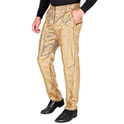 DEGUISEMENT PANTALON PAILLETTE SEQUIN  DORE TAILLE S