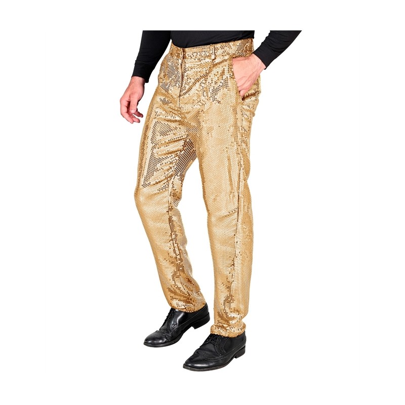 DEGUISEMENT PANTALON PAILLETTE SEQUIN DORE TAILLE M