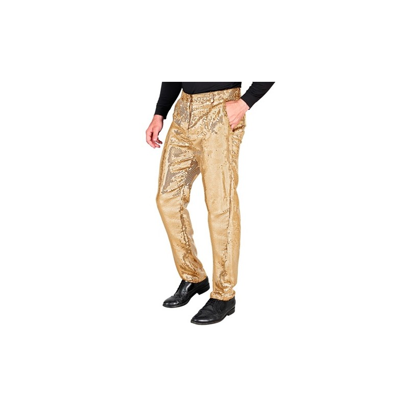 DEGUISEMENT PANTALON PAILLETTE SEQUIN DORE TAILLE L