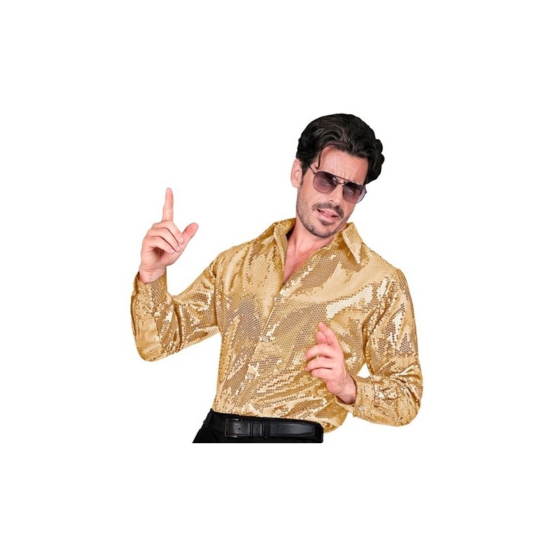 DEGUISEMENT CHEMISE HOMME SEQUIN OR  TAILLE L-XL DEGUISEMENT CHEMISE HOMME SEQUIN OR  TAILLE L-XL