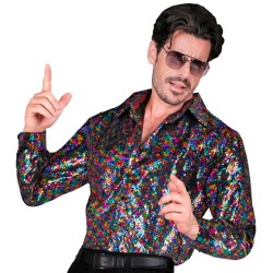 DEGUISEMENT CHEMISE HOMME SEQUIN MULTICOLORE  TAILLE S-M