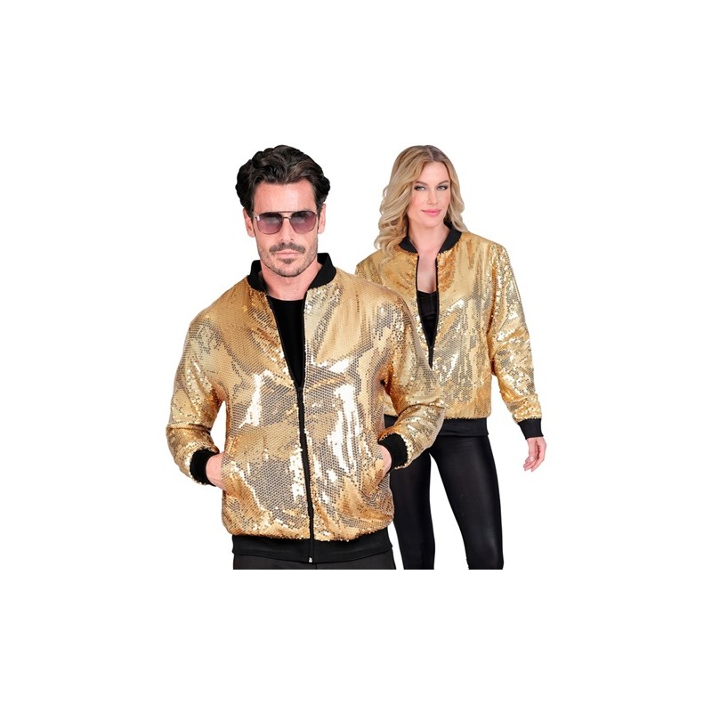 DEGUISEMENT BLOUSON HOMME OU FEMME SEQUIN OR TAILLE S-M