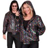 DEGUISEMENT BLOUSON BOMBER AVEC CAPUCHE SEQUIN MULTICOLORE  TAILLE S-M