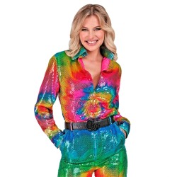 DEGUISEMENT CHEMISE PAILLETTE SEQUIN  MULTICOLORE TAILLE S-M