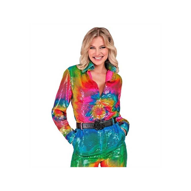 DEGUISEMENT CHEMISE PAILLETTE SEQUIN MULTICOLORE TAILLE S-M