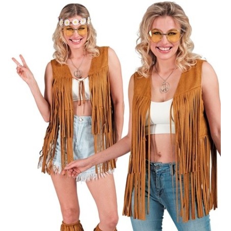 VESTE MARRON A FRANGES COACHELLA HIPPIE OU WESTERN TAILLE L-XL