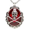 COLLIER PIERRE ROUGE AVEC TETE DE MORT 