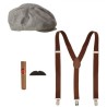 SET ANNEES 20 HOMME CASQUETTE+ BRETELLES+ CIGARE+ MOUSTACHES SET ANNEES 20 HOMME CASQUETTE+ BRETELLES+ CIGARE+ MOUSTACHES