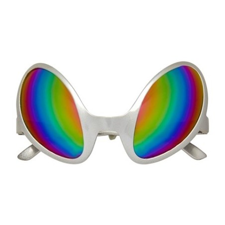 LUNETTES ALIEN EXTRATERRESTRE ARGENT VERRES IRISES