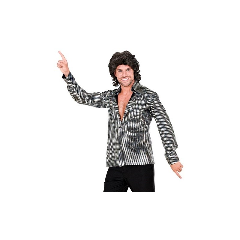 CHEMISE DISCO SILVER SQUARE ARGENT ET NOIR TAILLE L-XL CHEMISE DISCO SILVER SQUARE ARGENT ET NOIR TAILLE L-XL