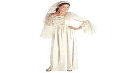 DEGUISEMENT FEMME MEDIEVALE ROBE BLANCHE AVEC VOILE TAILLE S