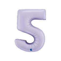 BALLON METALLIQUE CHIFFRE 5 102CM LILAS