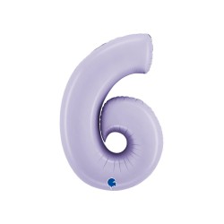 BALLON METALLIQUE CHIFFRE 6 102CM LILAS