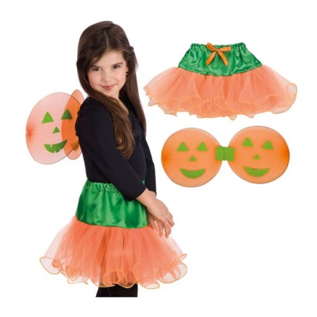 SET DEGUISEMENT CITROUILLE ENFANT TUTU + AILES