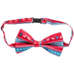 NOEUD PAPILLON NOEL ROUGE ET BLEU A MOTIFS