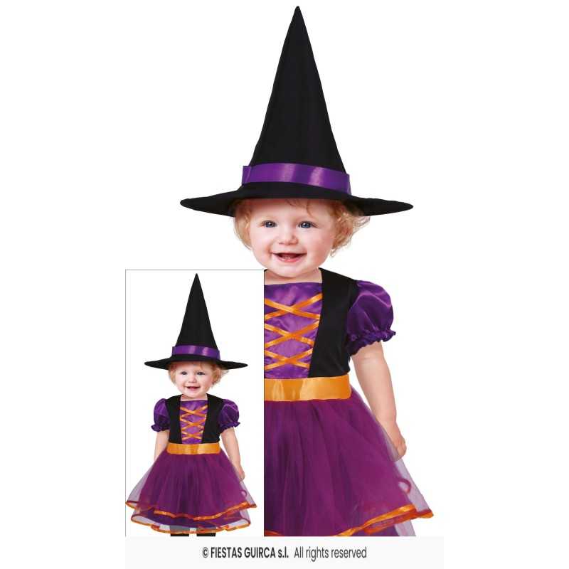DEGUISEMENT HALLOWEEN BEBE FILLE SORCIERE VIOLET ET ORANGE 18-24 MOIS 