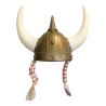 CASQUE VIKING ADULTE LONGUES CORNES + NATTES BLONDES CASQUE VIKING ADULTE LONGUES CORNES + NATTES BLONDES