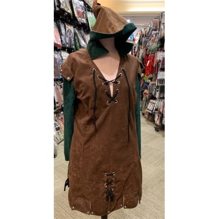 DEGUISEMENT ROBIN DES BOIS FEMME MEDIEVALE MARRON ET VERT TAILLE M-L