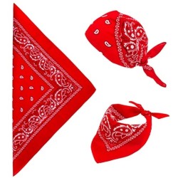 FOULARD OU BANDANA ROUGE WESTERN OU COWBOY 55 X 55 CM COTON