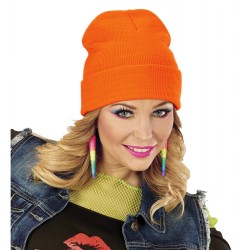 BONNET EN LAINE ORANGE FLUO 