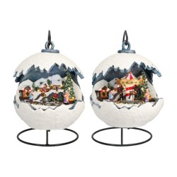 1 BOULE DE NOEL 2 DECORS DIFFERENTS LUMINEUSE ET ANIMEE