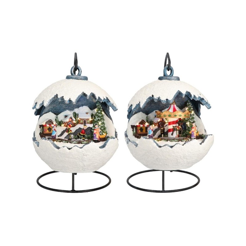 1 BOULE DE NOEL 2 DECORS DIFFERENTS LUMINEUSE ET ANIMEE