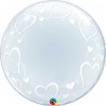 BALLON DECO BUBBLES MOTIFS BLANCS COEURS 61 CM