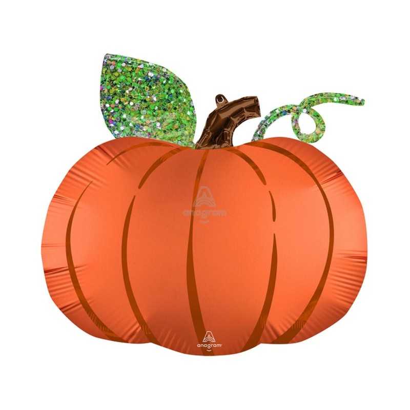 BALLON METALLIQUE CITROUILLE SATINEE OU PUMPKIN HALLOWEEN 76 CM