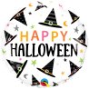 BALLON METALLIQUE ROND HAPPY HALLOWEEN CHAPEAU DE SORCIERE 45 CM