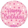 BALLON METALLIQUE ROND ROSE HAPPY BIRTHDAY 46 CM  BALLON METALLIQUE ROND ROSE HAPPY BIRTHDAY 46 CM
